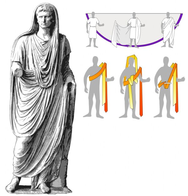 Roman toga praetexta with red clavi, 5m