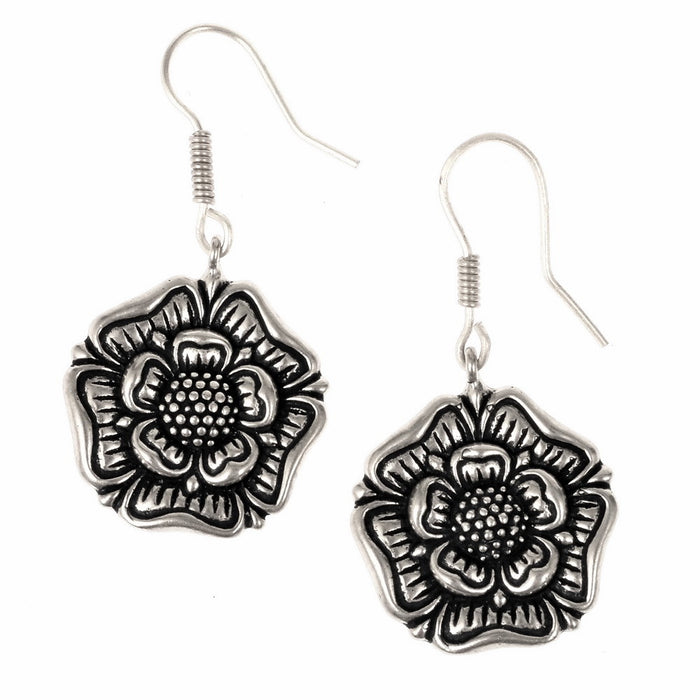 Tudor rose earrings, 16th century, bronze
