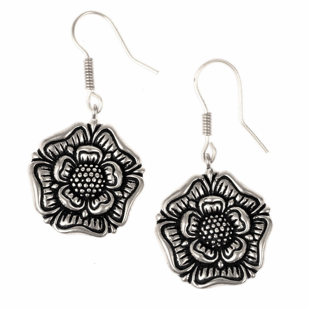 Tudor rose earrings, 16th century, bronze