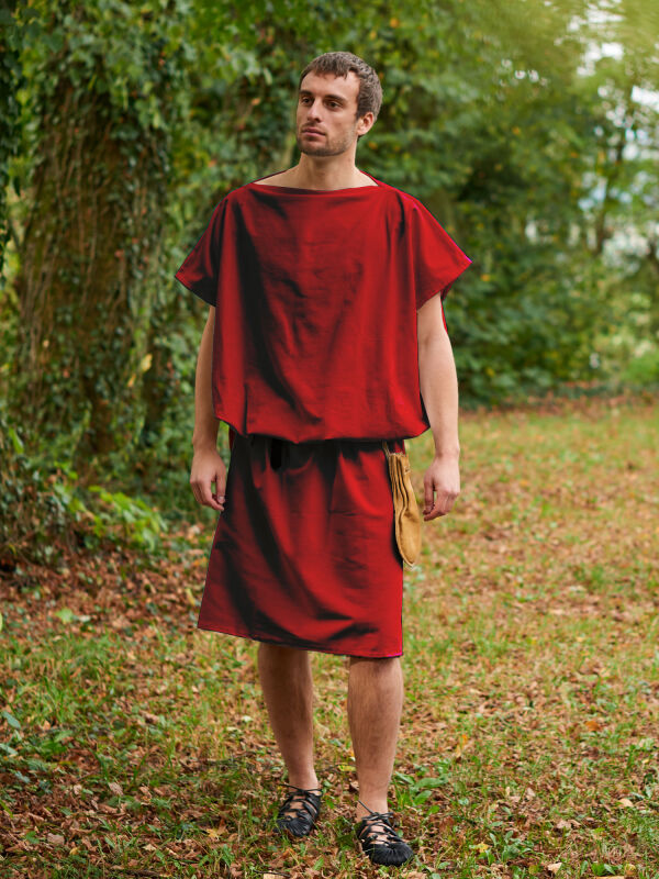 Roman tunic red, short sleeve