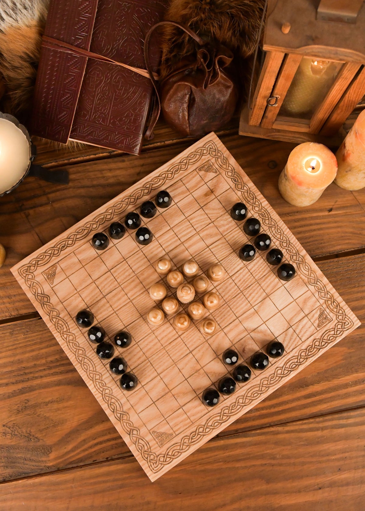 Viking houten hnefatafl bordspel