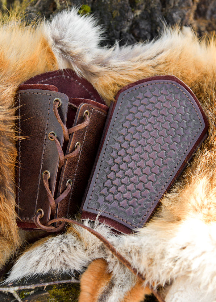 Leather bracers Drogon, forearm guards, brown