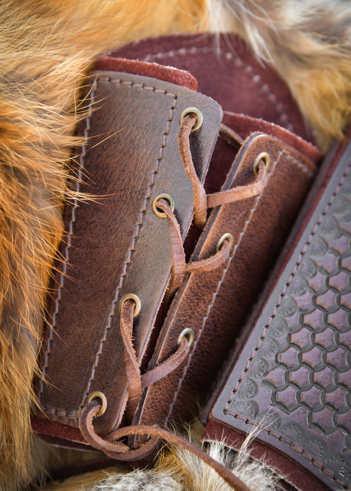 Leather bracers Drogon, forearm guards, brown