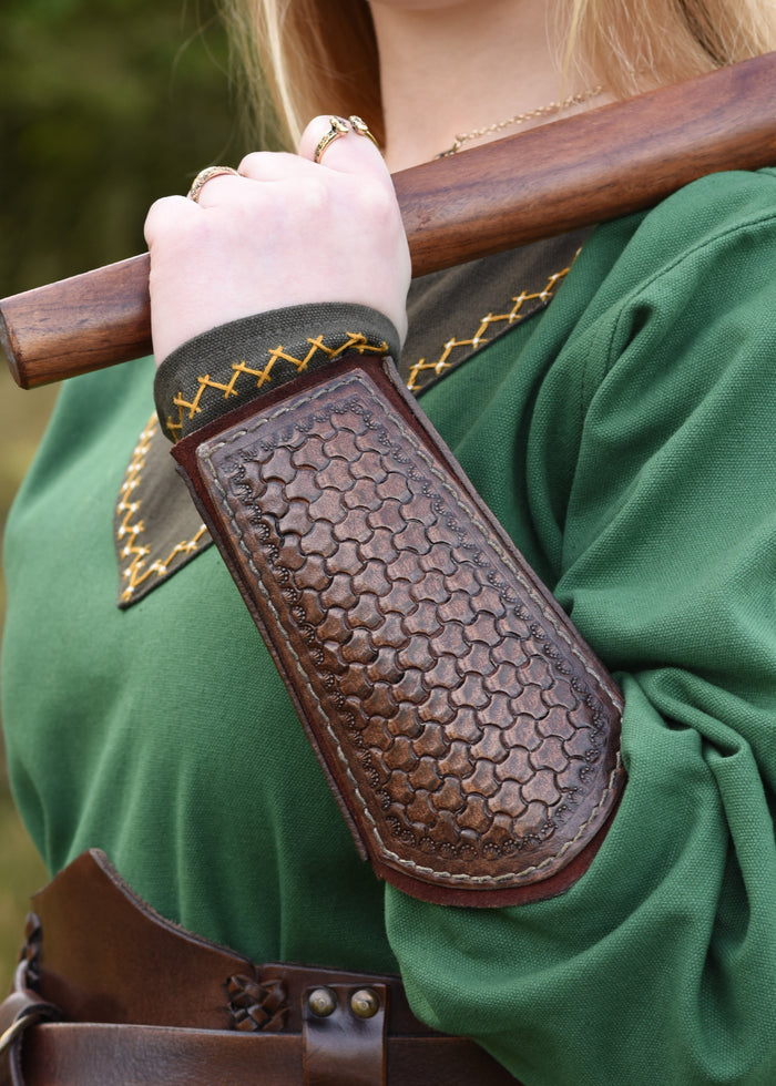 Leather bracers Drogon, forearm guards, brown