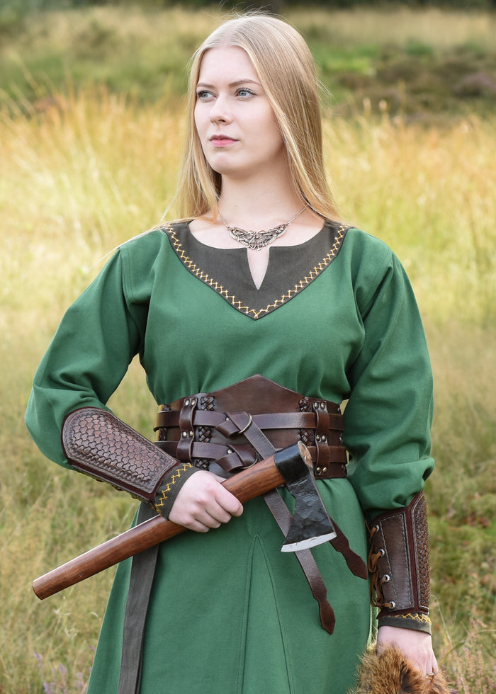 Leather bracers Drogon, forearm guards, brown