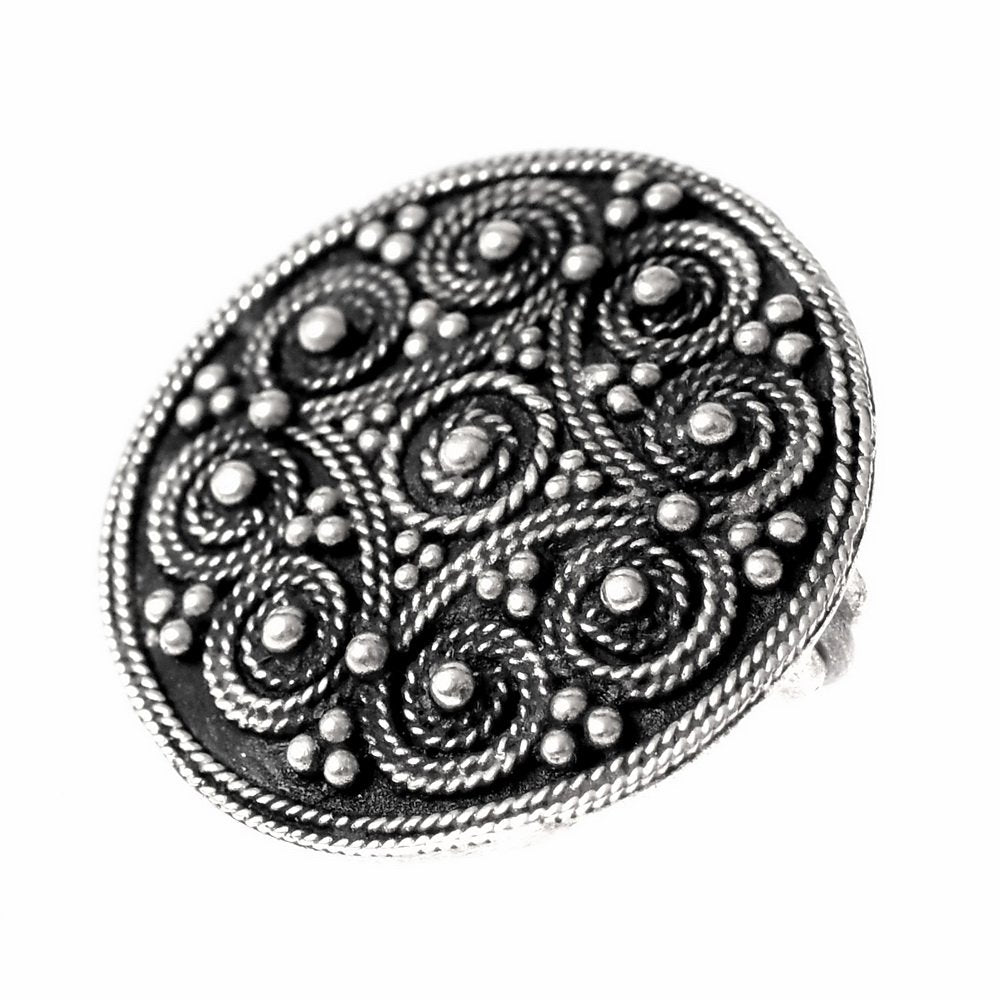 Viking Disc fibula with granulation, bronze