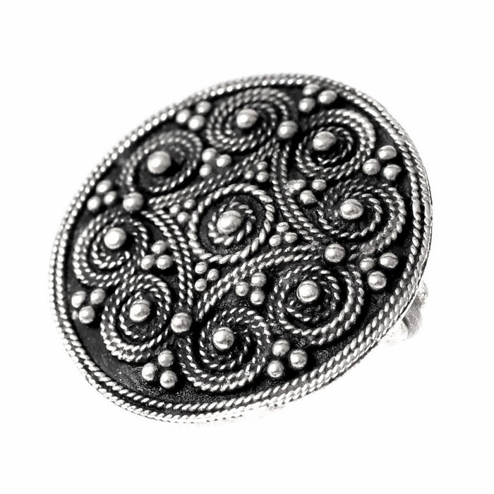 Viking Disc fibula with granulation, bronze
