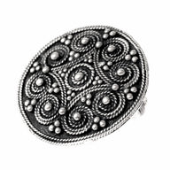 Viking Disc fibula with granulation, silvered bronze