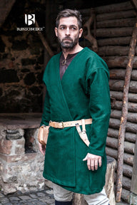 Viking kaftan Loki, donkergroen, wolmix