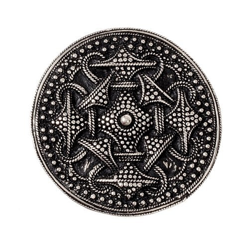 Viking disc fibula Filborna, Terslev style, silvered bronze