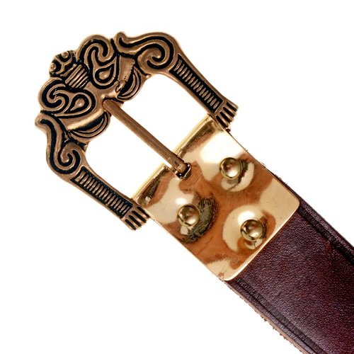 Viking belt Smolensk, brown leather with strap end