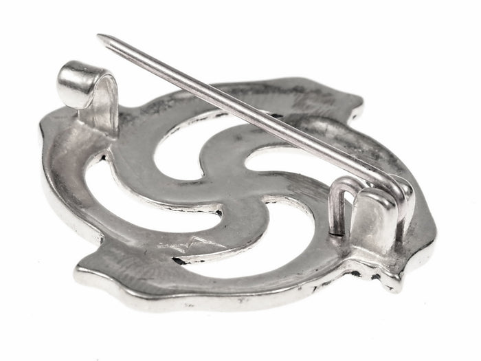 Baltic snake fibula, Kernavė, silvered bronze