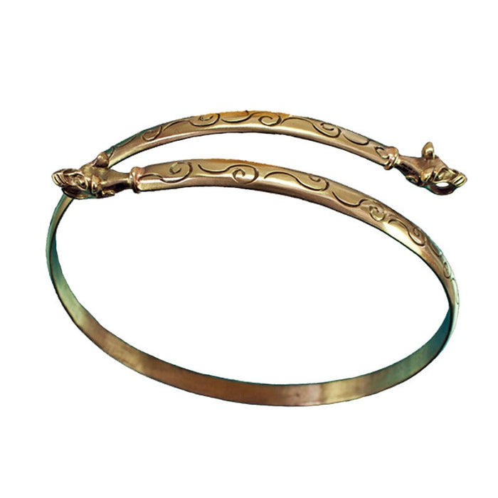 Bracelet with wolf heads, adjustable, bronze