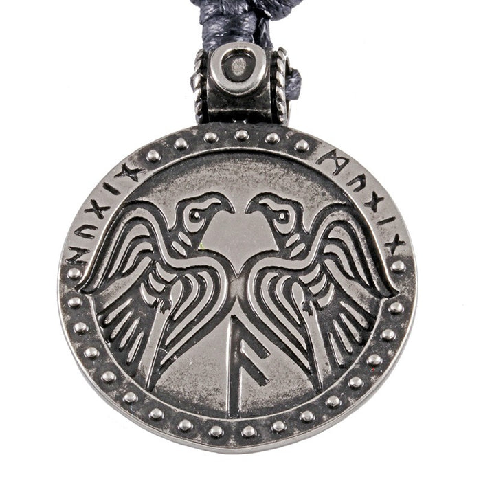 Odin-amulet with ravens and runes, tin