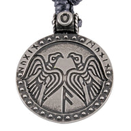 Odin-amulet with ravens and runes, tin