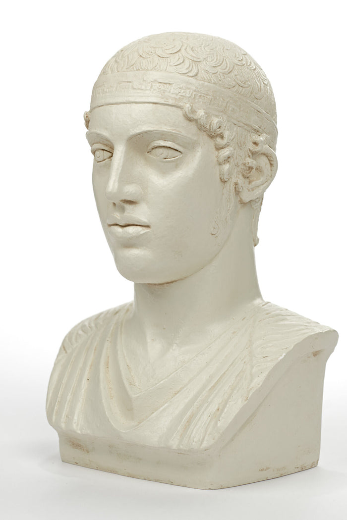 Bust of charioteer from Delphi, Greek replica, Alabaster plaster