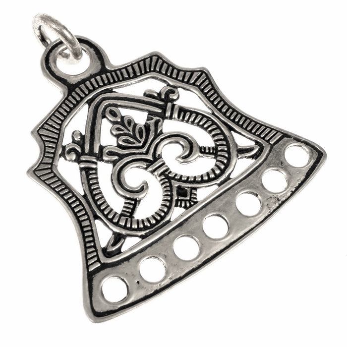 Viking pearl divider floral pattern, Latvia, silvered bronze