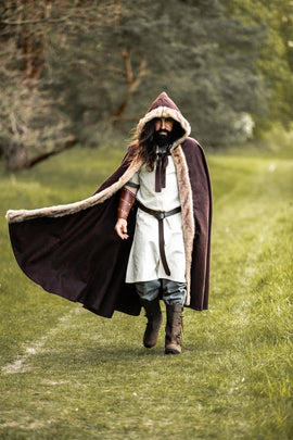 Viking cloak Fjell, brown, wool mix