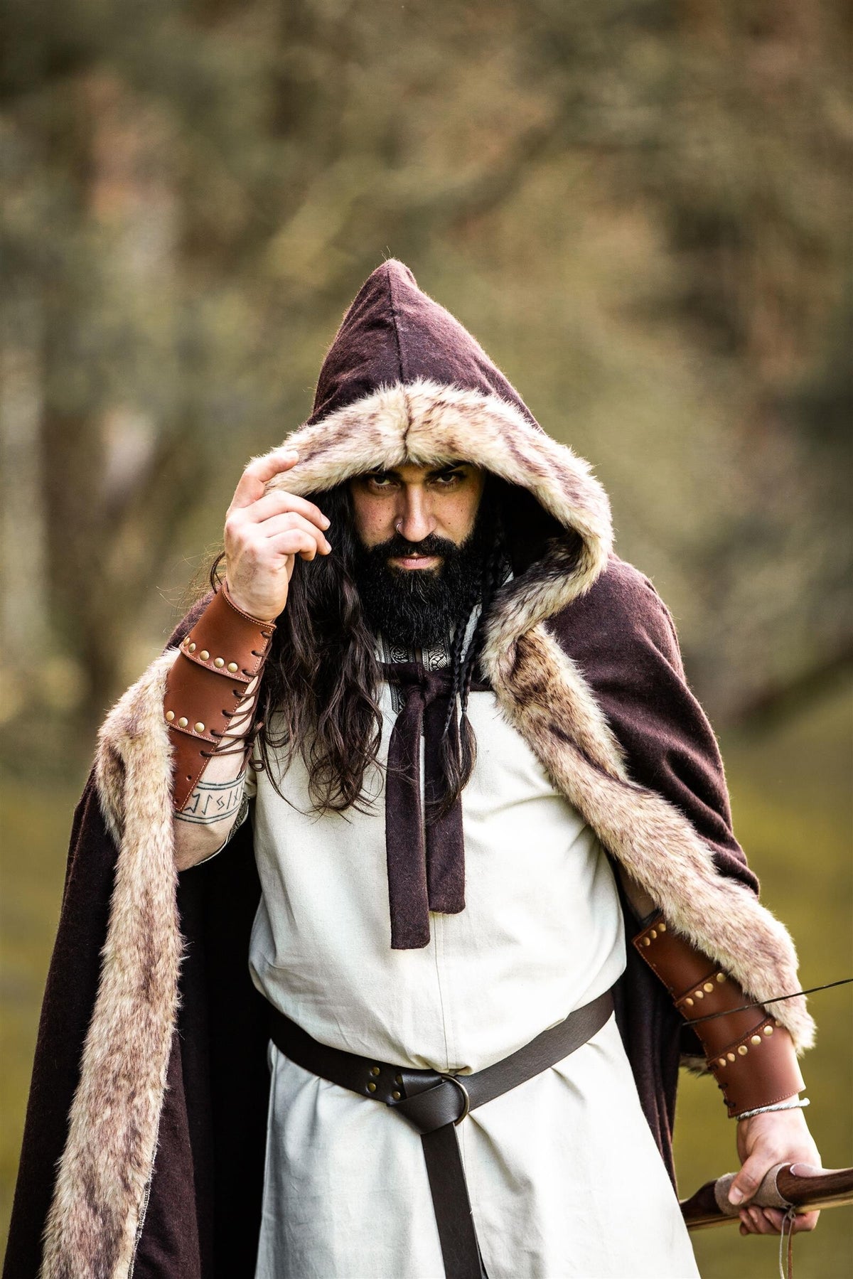Viking cloak Fjell, brown, wool mix