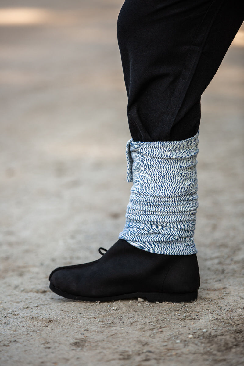 Fasce per le gambe a motivo spina di pesce Frode, blu