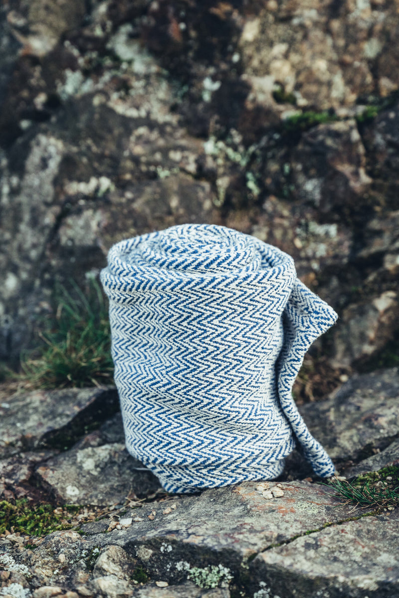 Fasce per le gambe a motivo spina di pesce Frode, blu