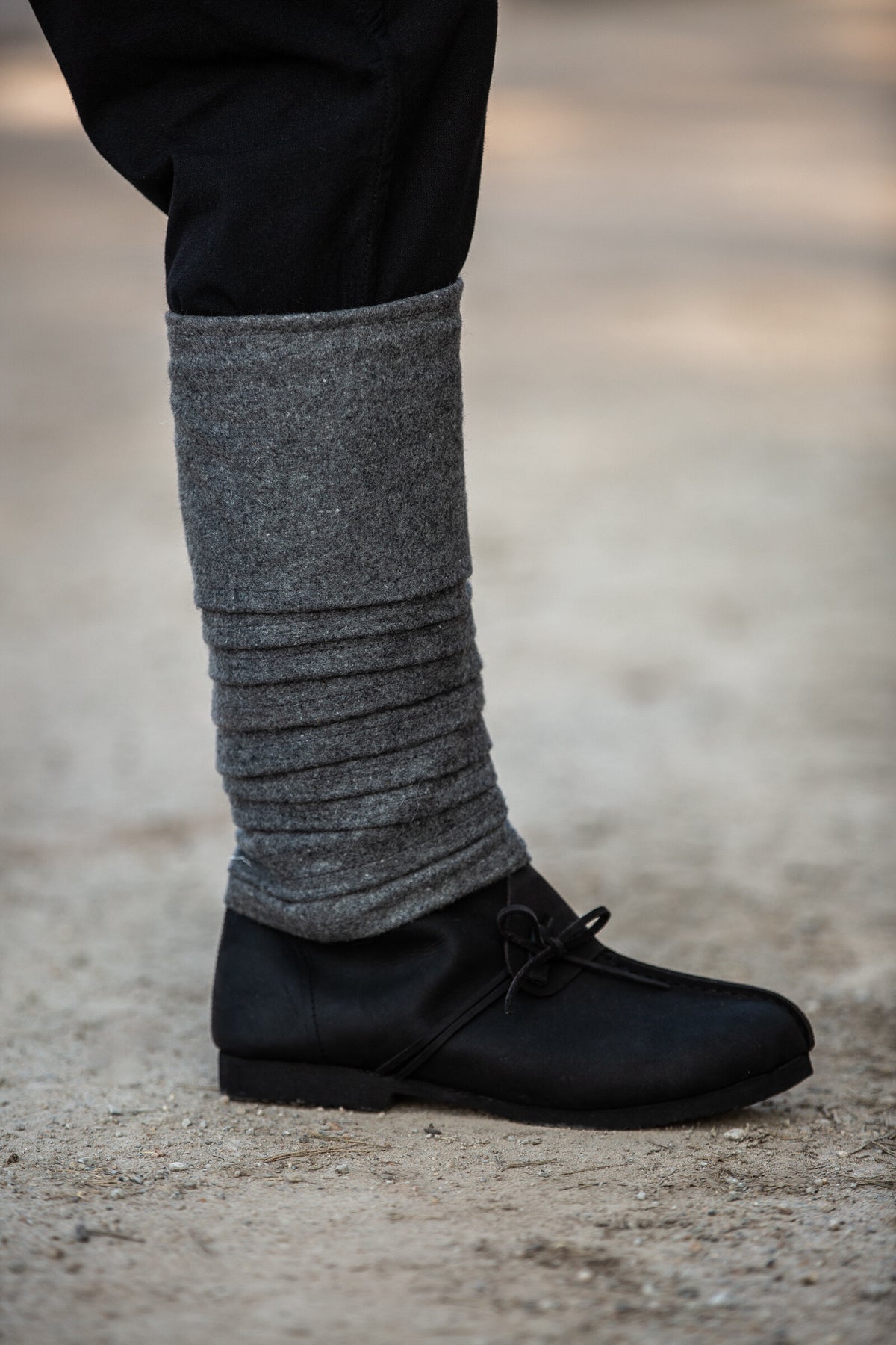 Leg wrappings Hredulf, grey, wool mix