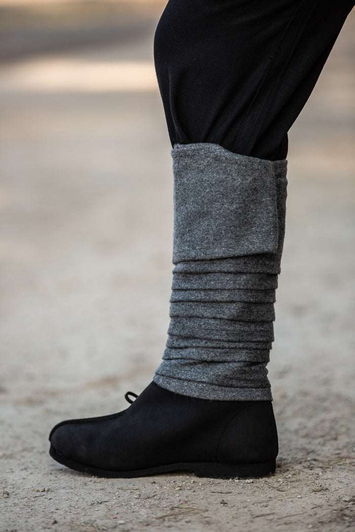Leg wrappings Hredulf, grey, wool mix