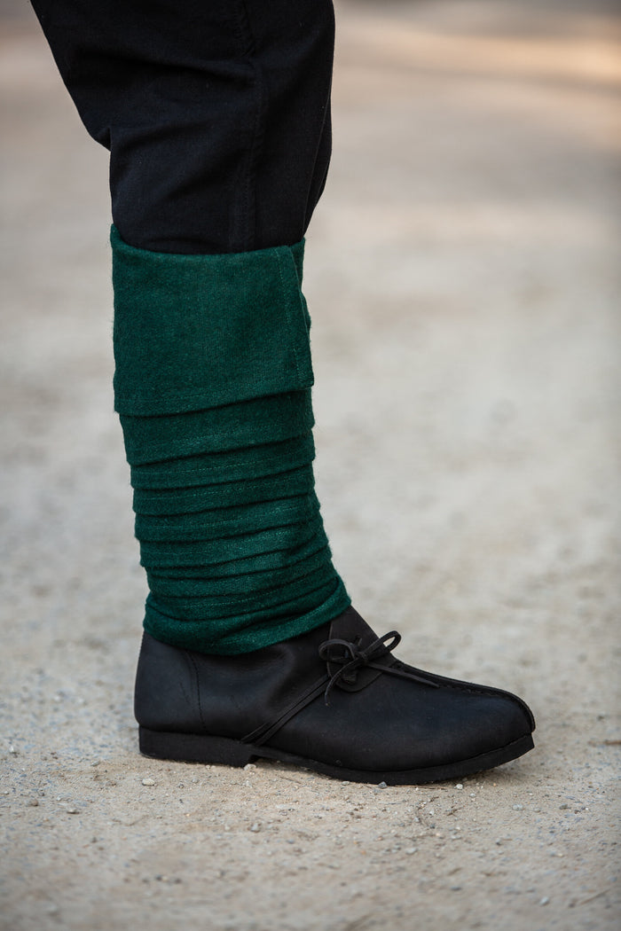 Leg wrappings Hredulf, green, wool mix
