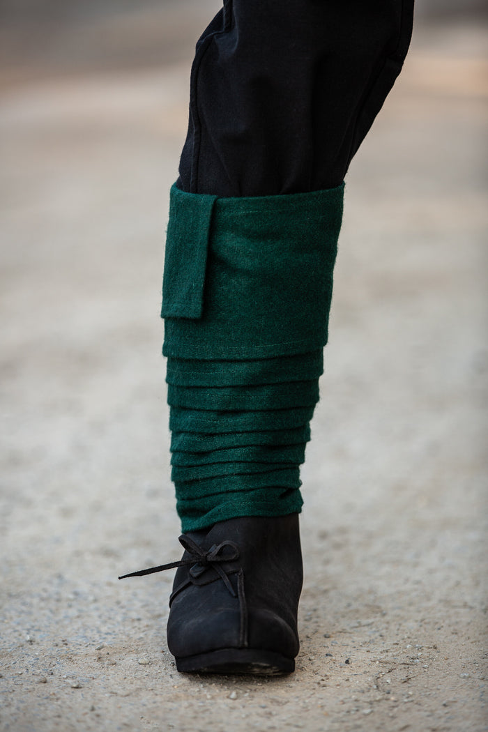 Leg wrappings Hredulf, green, wool mix