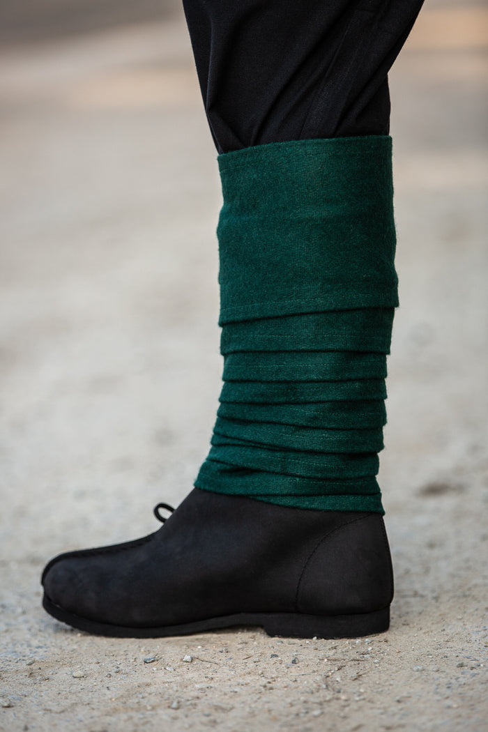Leg wrappings Hredulf, green, wool mix