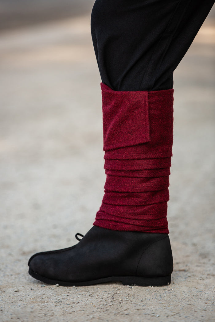 Leg wrappings Hredulf, red, wool mix