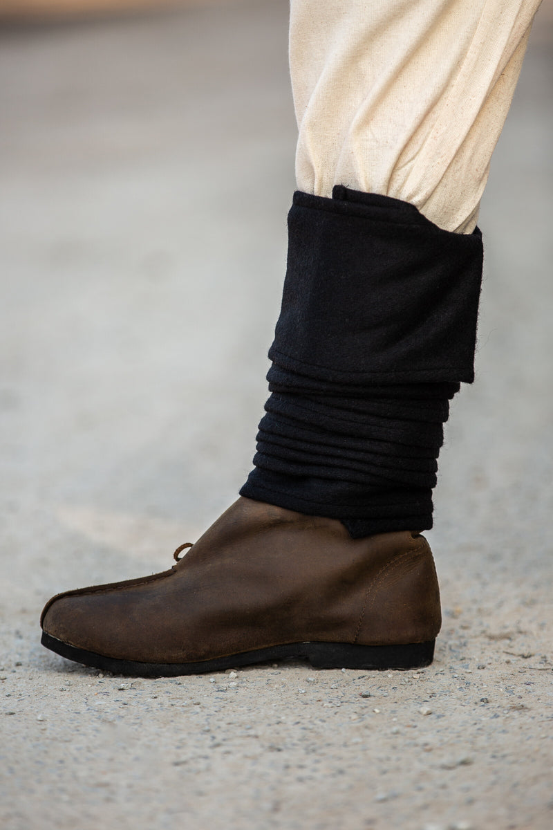 Fasce per gambe Hredulf, nere, misto lana