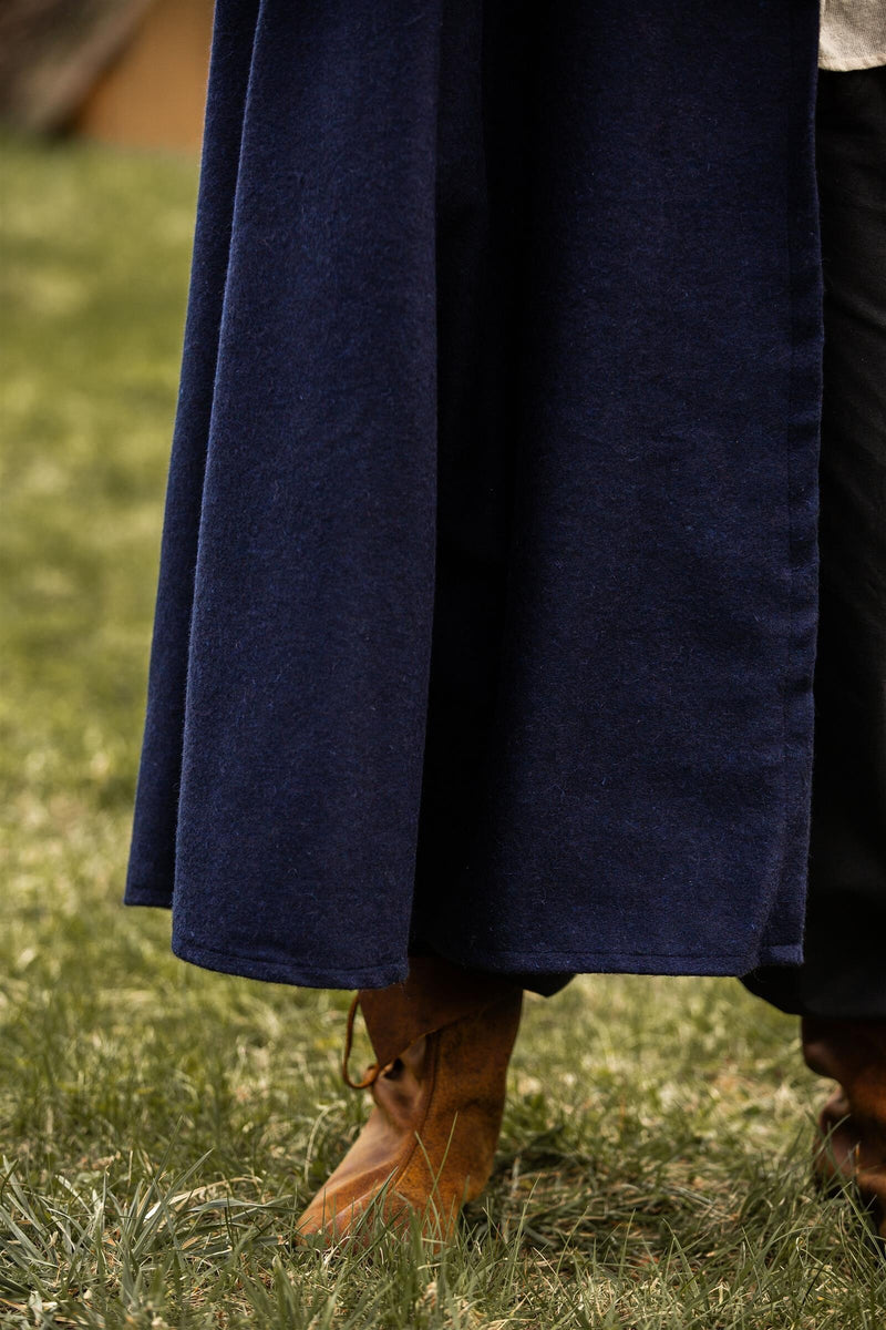 Medeltida mantel med huva, ullmix, blå