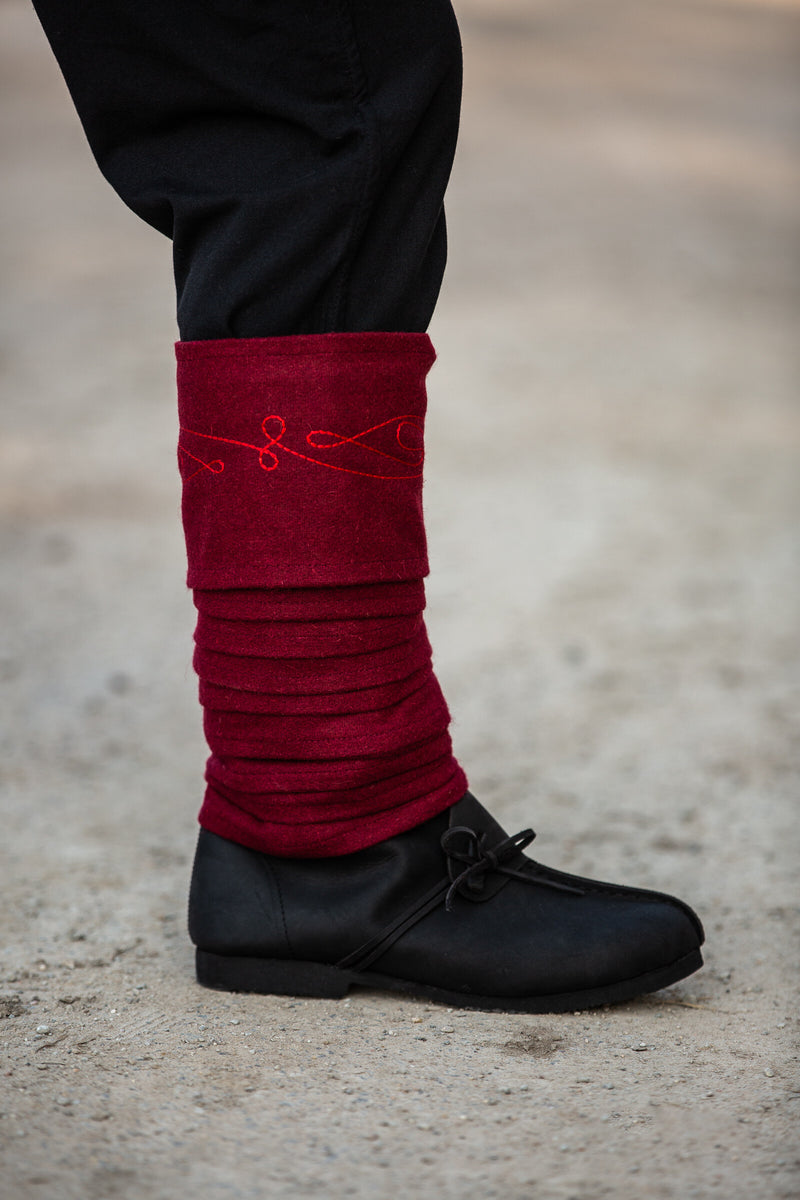 Fasce per gambe Duco, rosse, misto lana