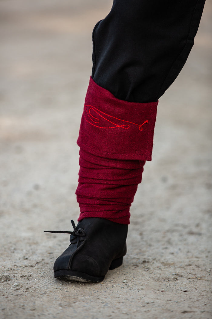 Duco leg wrappings, wool blend, red