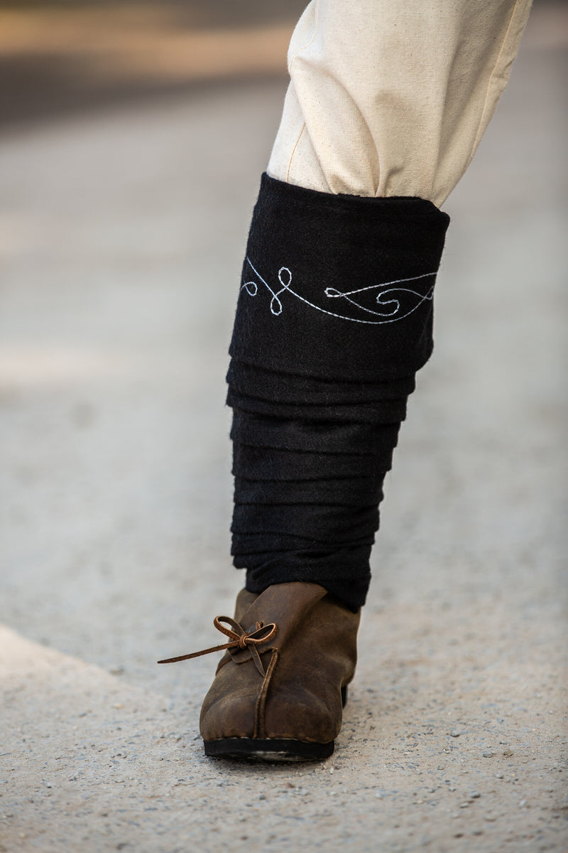 Fasce per gambe Duco, nere, misto lana